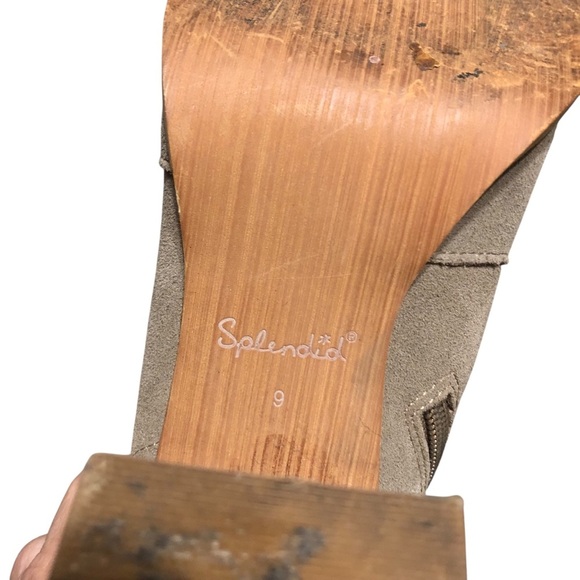 Splendid Sz 9 Taupe Slouch Suede Boots Style Gloria Heeled Square Toe Knee High - Picture 11 of 12